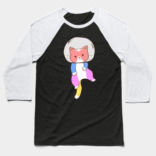 Colorful Space Cat Baseball T-Shirt